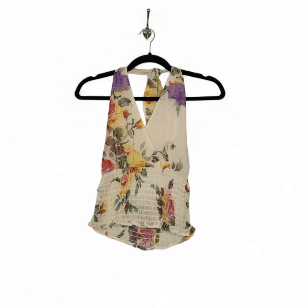 Vintage y2k Halter Top Floral Elastic Medium Fairy Summer Shirt Top